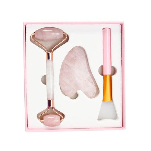 Rose Quartz Powder Crystal Jade Roller Massager Natural