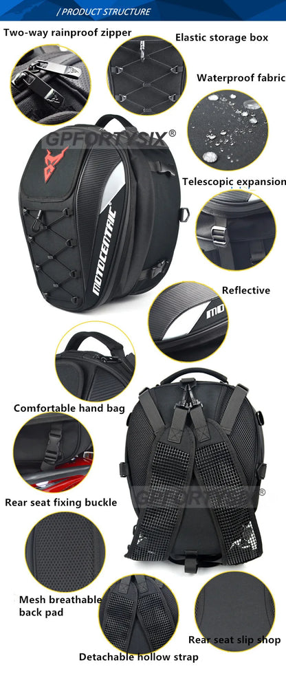 Motocentric Waterproof Motorcycle Tail Bag Multifunction
