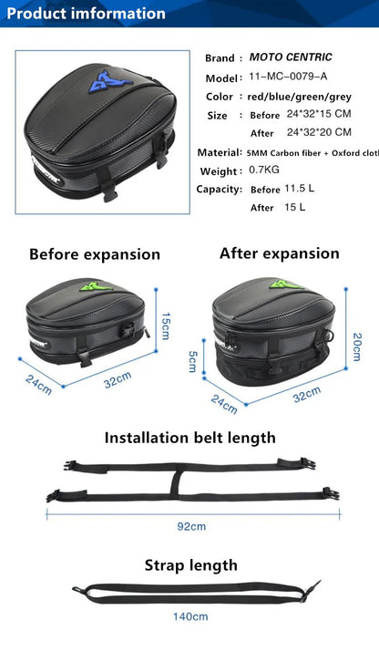 Motocentric Waterproof Motorcycle Tail Bag Multifunction