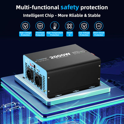 2000W Continuous Power Pure Sine Wave Inverter Peak Power 4000W DC 12V to AC 230V