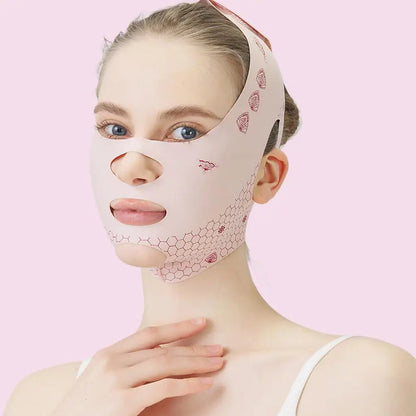 Pink Face Lift Bandage With Full Face Mask