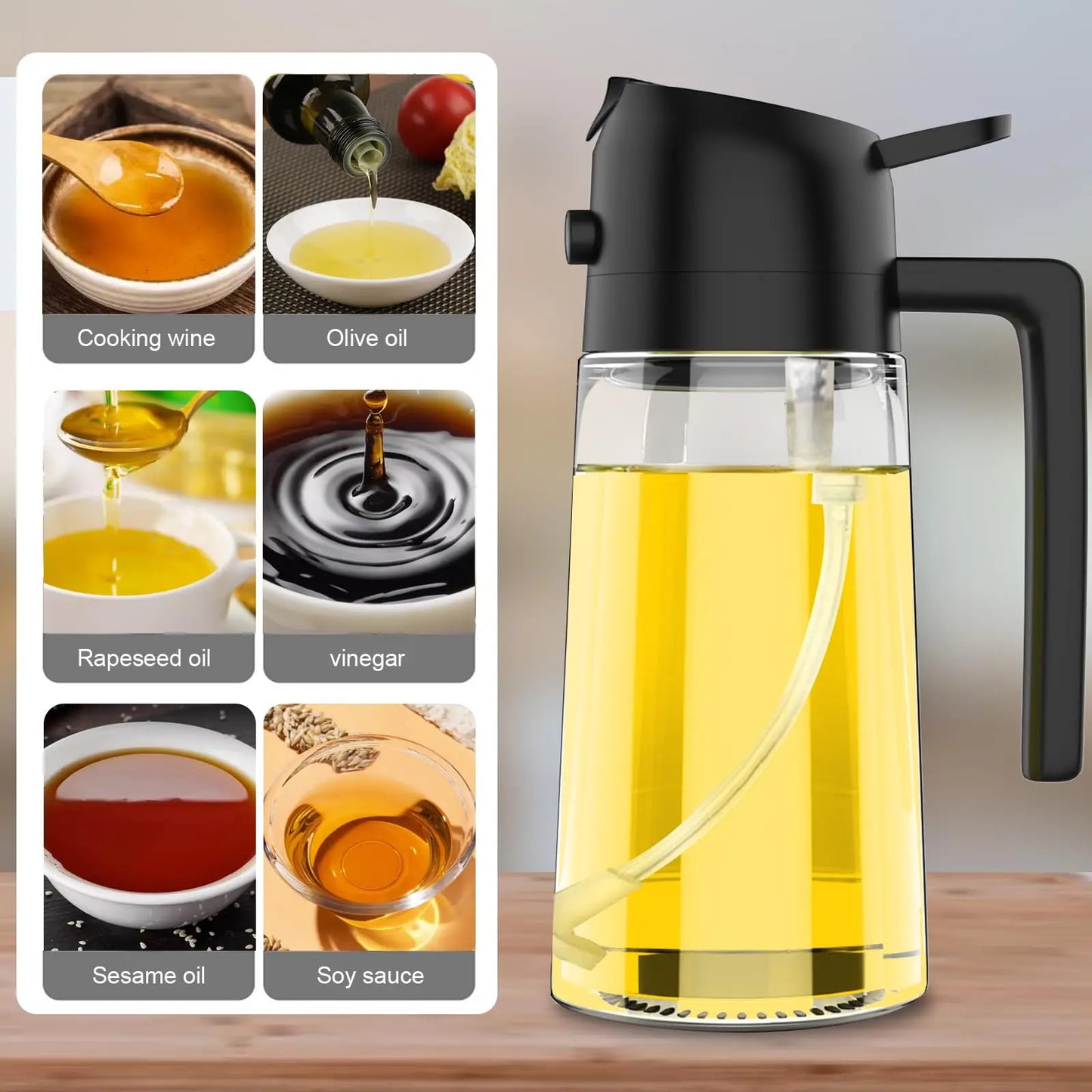 Oil Spray 2-in-1 Glass Household Kitchen Oil Spray