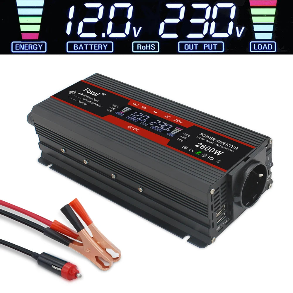 2600W/4000W Car Inverter DC12V AC220V Power Inversor LED Display