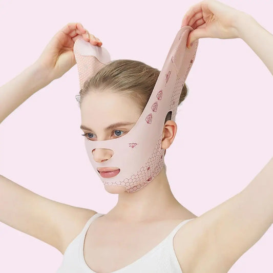 Pink Face Lift Bandage With Full Face Mask