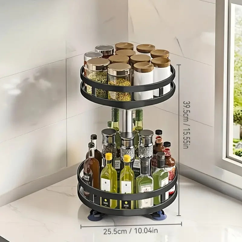 3-Tier Metal Rotating Organizer Spice Rack Seasonings