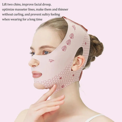 Pink Face Lift Bandage With Full Face Mask