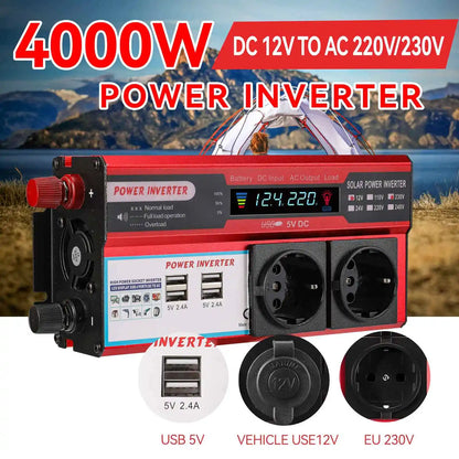 4000W 3000W Power Inverter DC 12V To AC 220V 230V Transformer