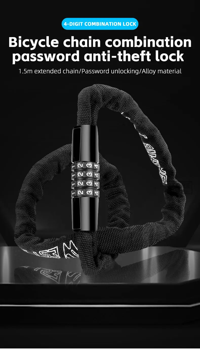 WEST BIKING Combination Bike Chain Lock
