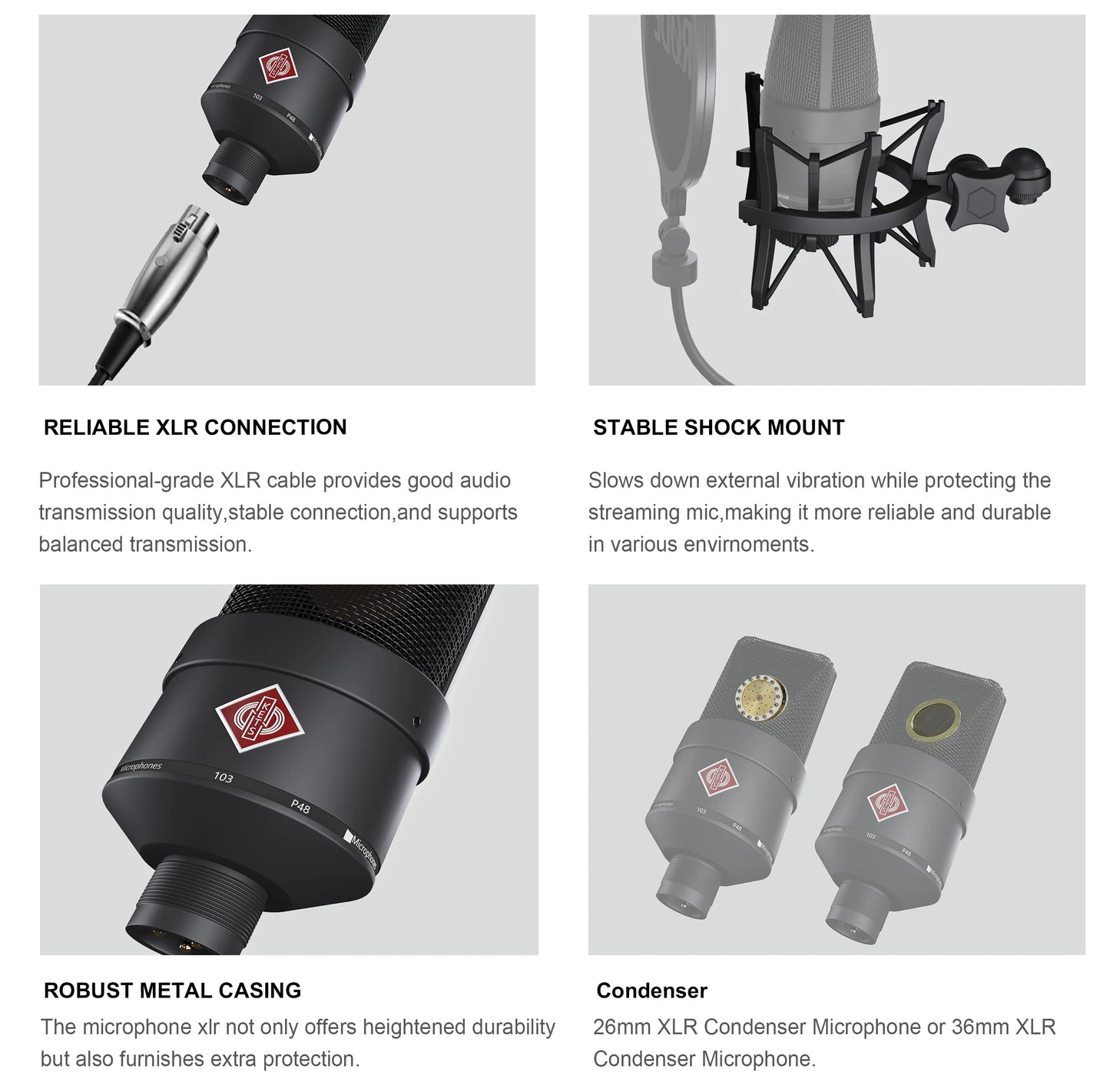 Professional Cardioid Studio Mic for Recording, Podcasting