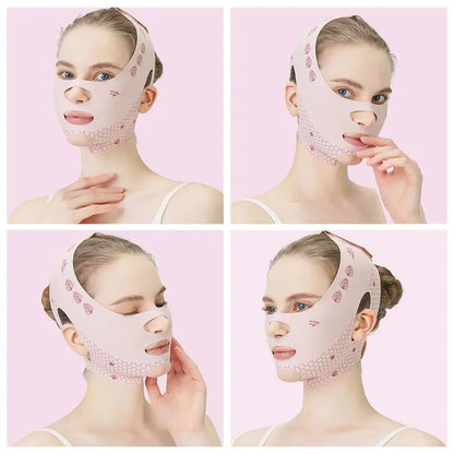 Pink Face Lift Bandage With Full Face Mask