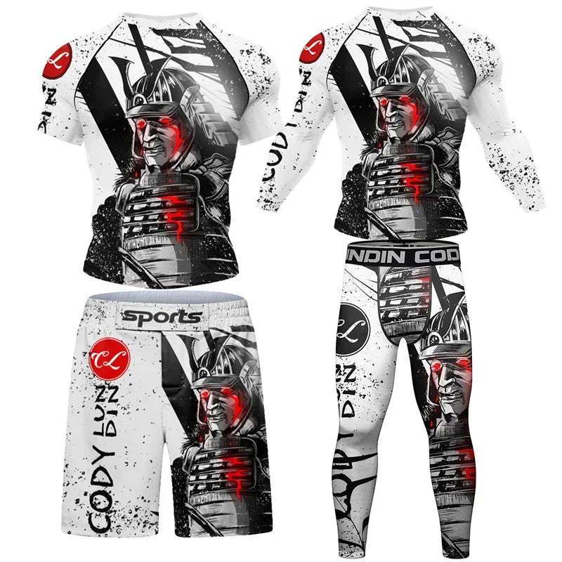 New Men Rashguard MMA T-shirt +Pants