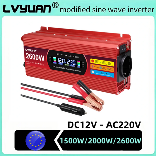 LCD Display Power Inverter 1500W/2000W/2600W Car Inversor DC12V to AC220V