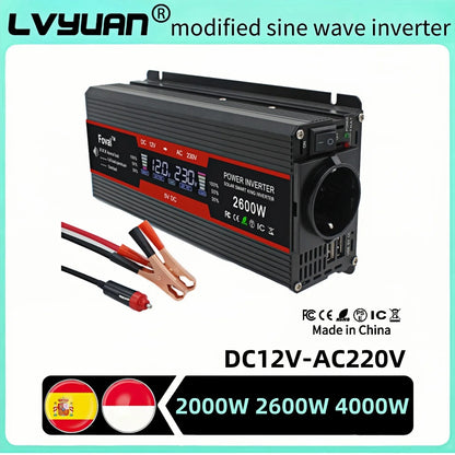 2600W/4000W Car Inverter DC12V AC220V Power Inversor LED Display