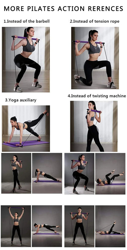 Yoga Pilates Bar Stick with Resistance Band