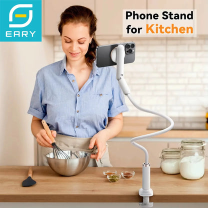 Eary Gooseneck Phone Stand Holder For Bed Kitchen Magnetic