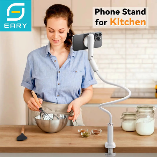 Eary Gooseneck Phone Stand Holder For Bed Kitchen Magnetic
