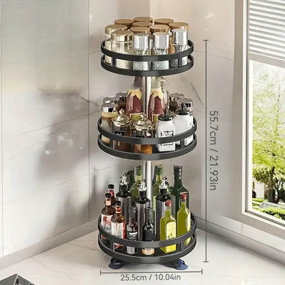 3-Tier Metal Rotating Organizer Spice Rack Seasonings