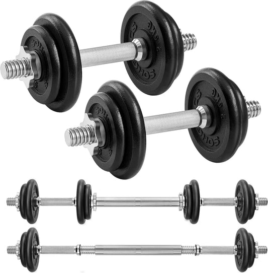 Adjustable cast iron dumbbell set