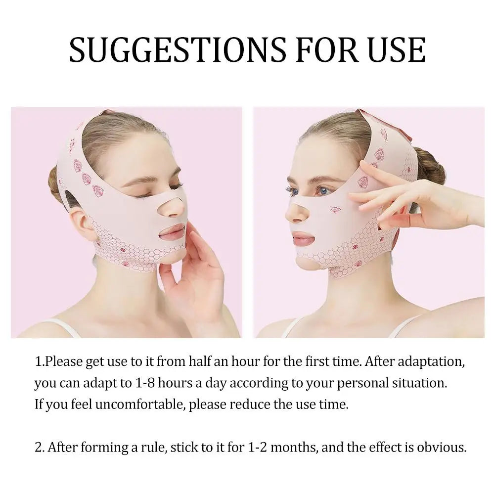 Pink Face Lift Bandage With Full Face Mask