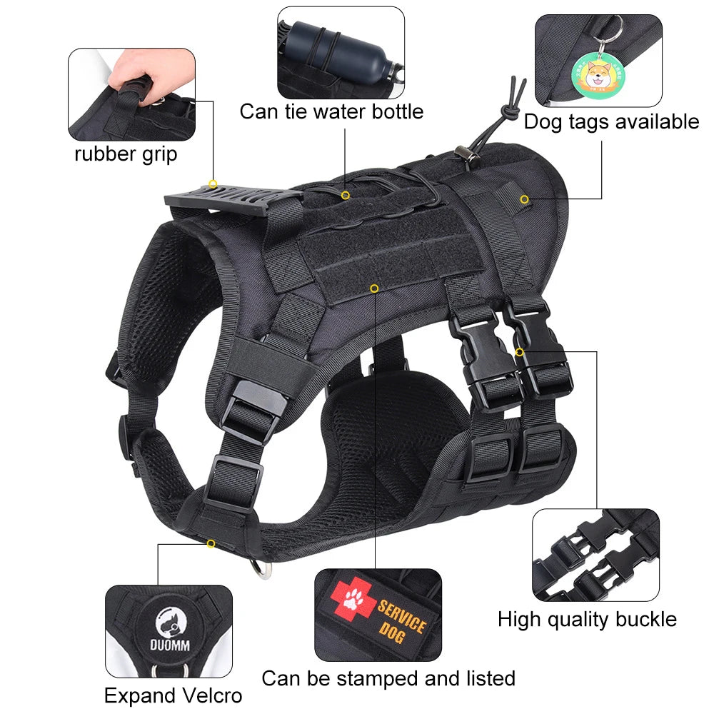 Tactical Dog Harness with Handle and Leash Military