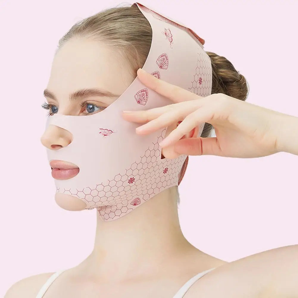 Pink Face Lift Bandage With Full Face Mask