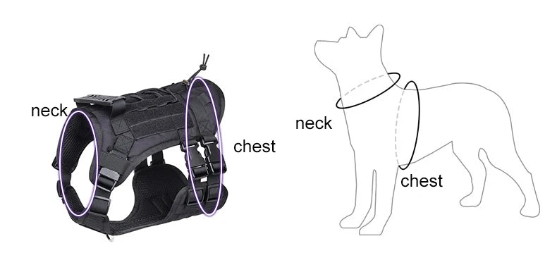 Tactical Dog Harness with Handle and Leash Military