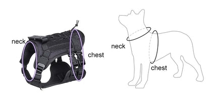 Tactical Dog Harness with Handle and Leash Military