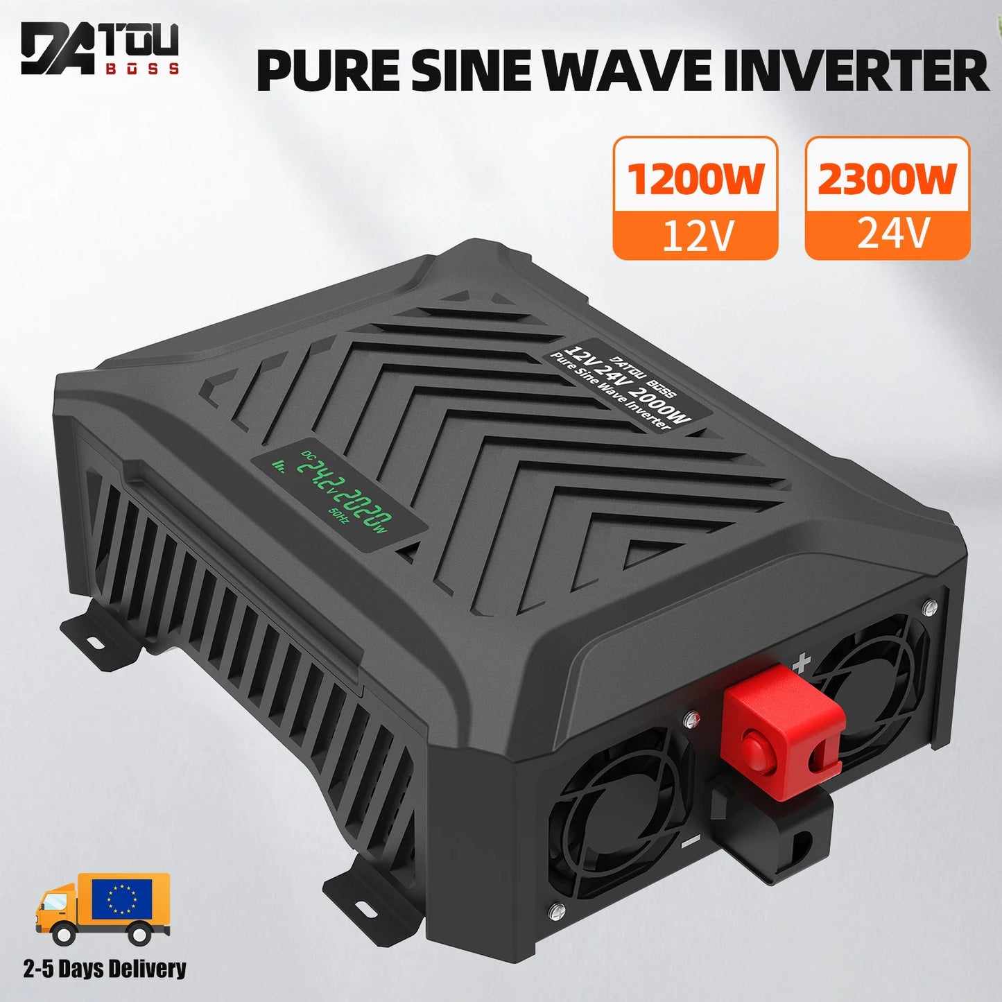 DATOUBOSS Pure Sine Sine Inverter Auto Switching DC12V/DC24V to AC220V Continuous