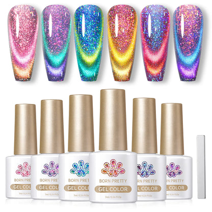 BORN PRETTY 6pcs/set Cat Magnetic Gel Nail