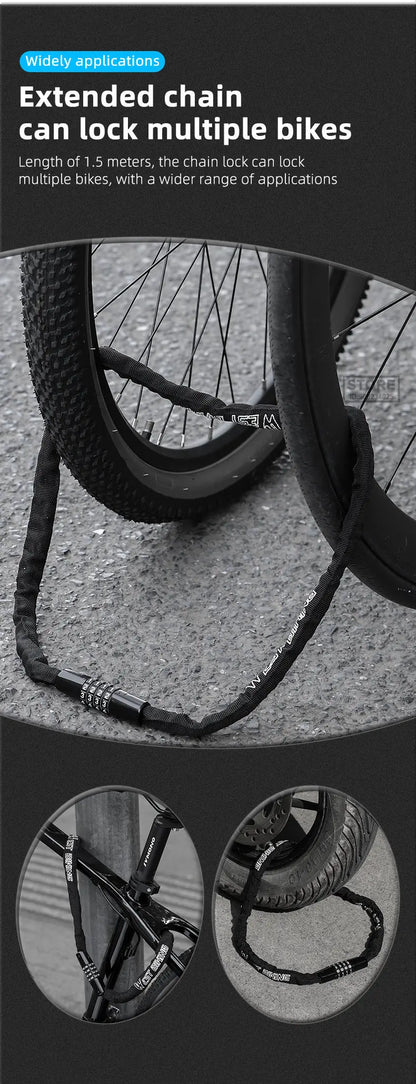 WEST BIKING Combination Bike Chain Lock