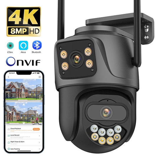 External Wifi PTZ Camera Dual Lens 4K 8MP HD Outdoor