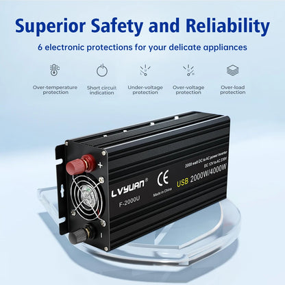 2600W/4000W Car Inverter DC12V AC220V Power Inversor LED Display
