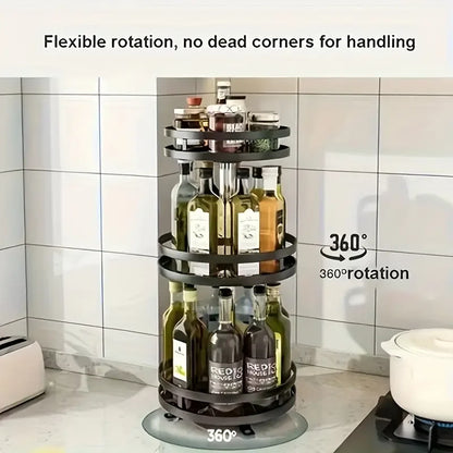 3-Tier Metal Rotating Organizer Spice Rack Seasonings