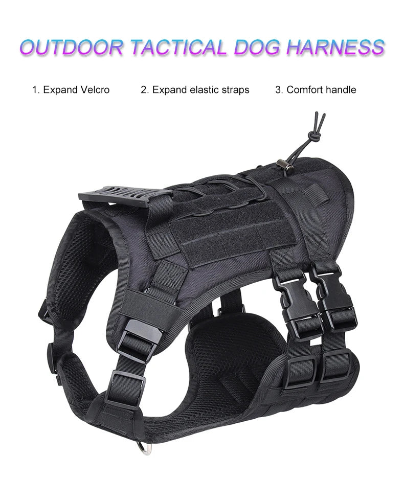 Tactical Dog Harness with Handle and Leash Military