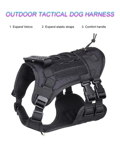 Tactical Dog Harness with Handle and Leash Military