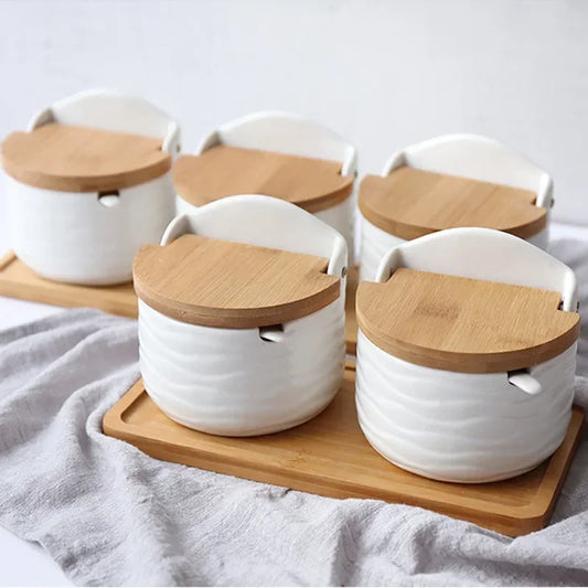 White Ceramic Seasoning Jar Japanese