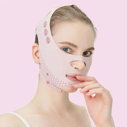 Pink Face Lift Bandage With Full Face Mask