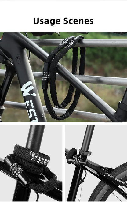 WEST BIKING Combination Bike Chain Lock