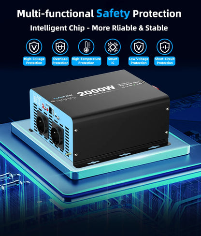 2000W Continuous Power Pure Sine Wave Inverter Peak Power 4000W DC 12V to AC 230V