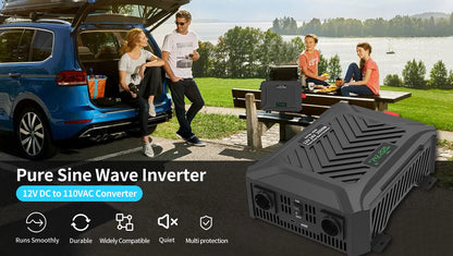 DATOUBOSS Pure Sine Sine Inverter Auto Switching DC12V/DC24V to AC220V Continuous