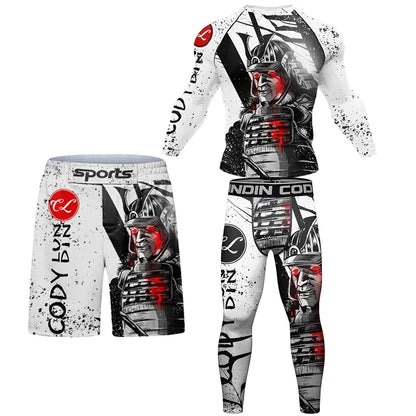 New Men Rashguard MMA T-shirt +Pants