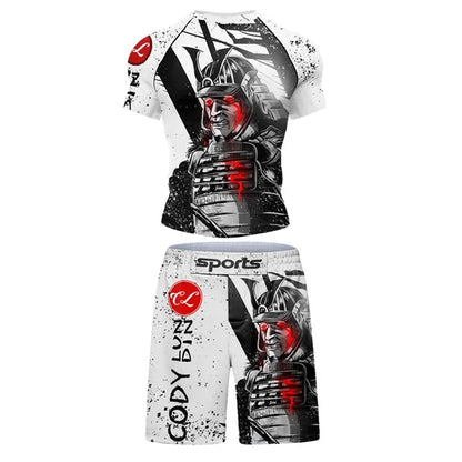 New Men Rashguard MMA T-shirt +Pants