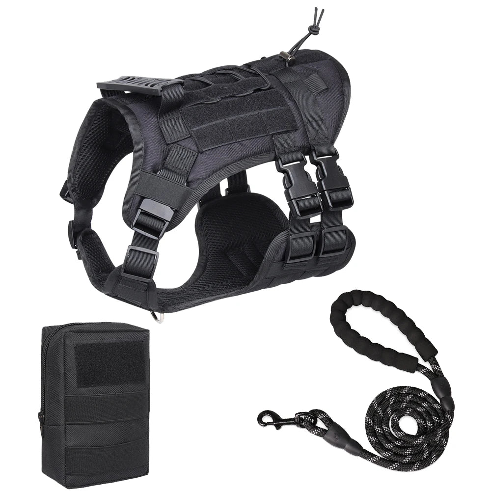 Tactical Dog Harness with Handle and Leash Military
