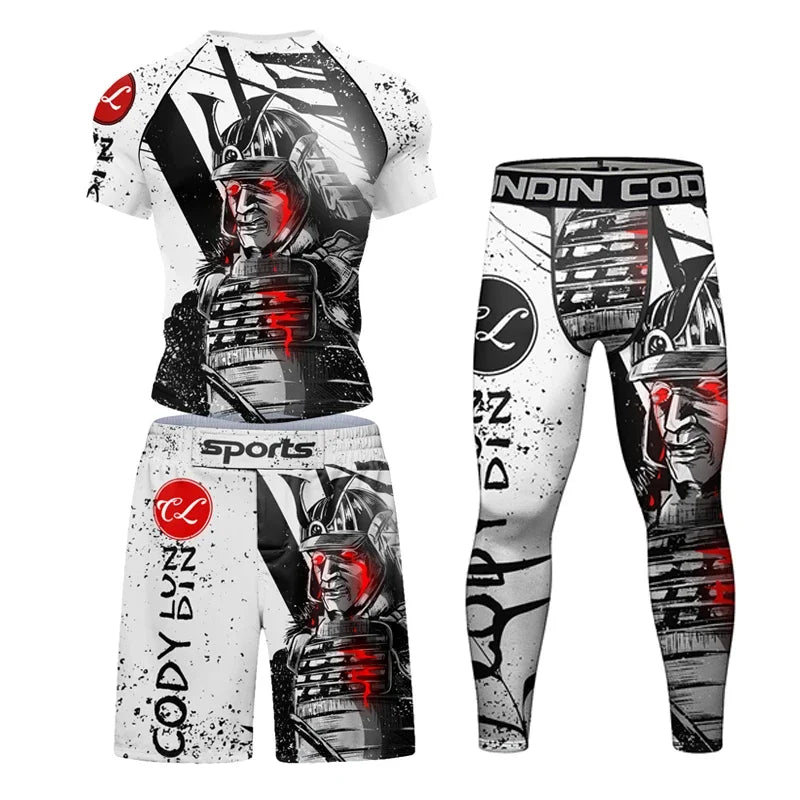 New Men Rashguard MMA T-shirt +Pants