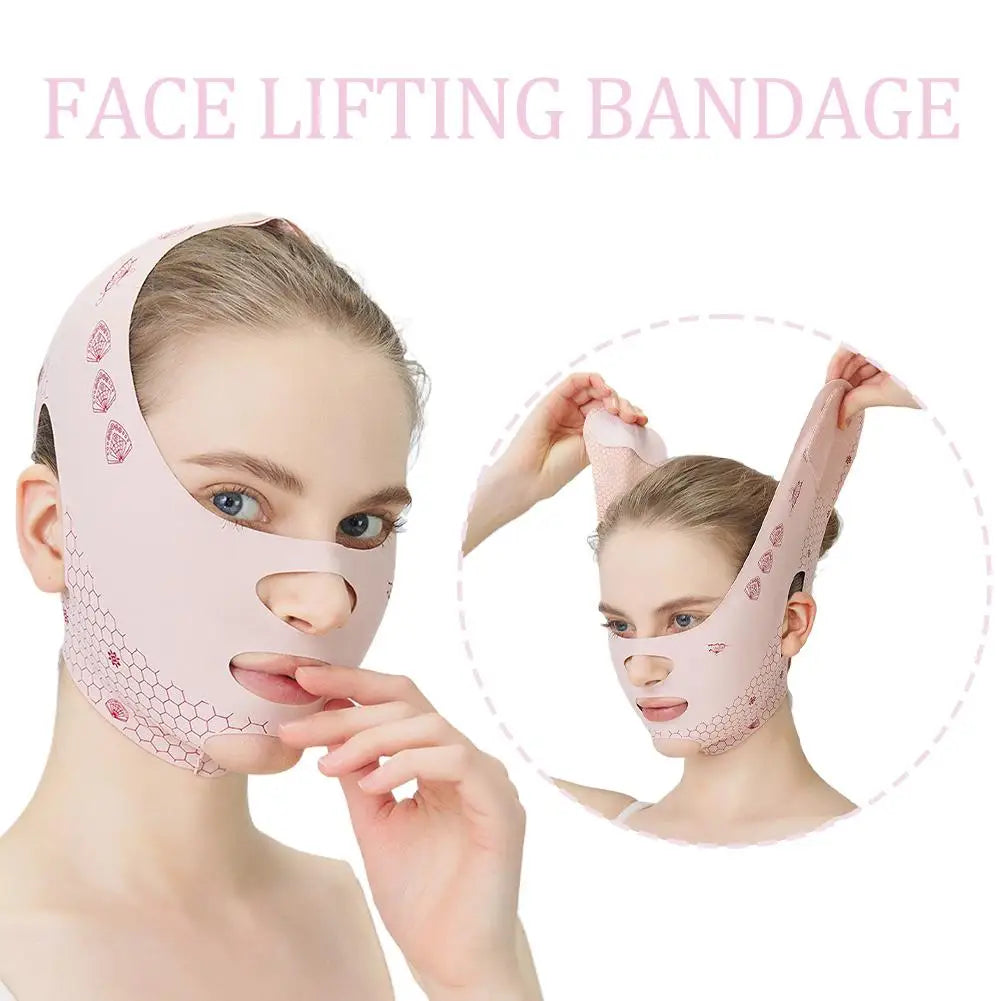 Pink Face Lift Bandage With Full Face Mask