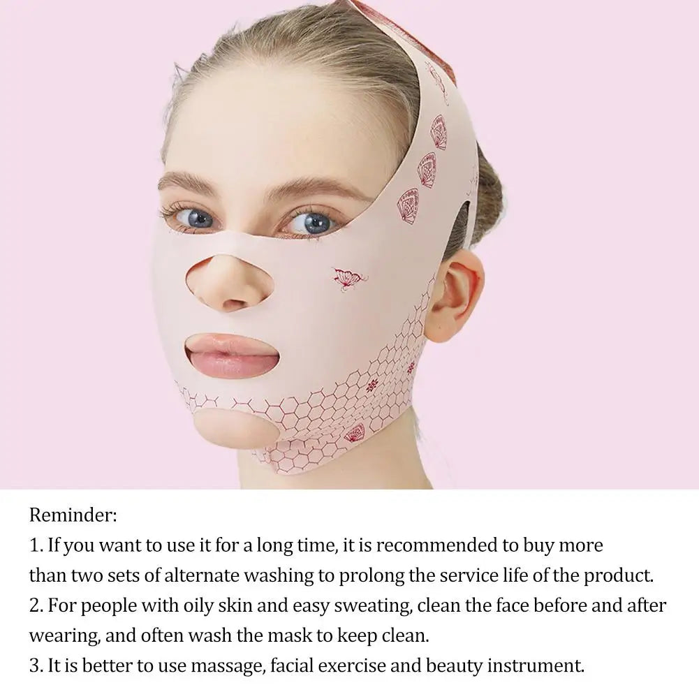 Pink Face Lift Bandage With Full Face Mask