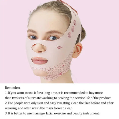 Pink Face Lift Bandage With Full Face Mask