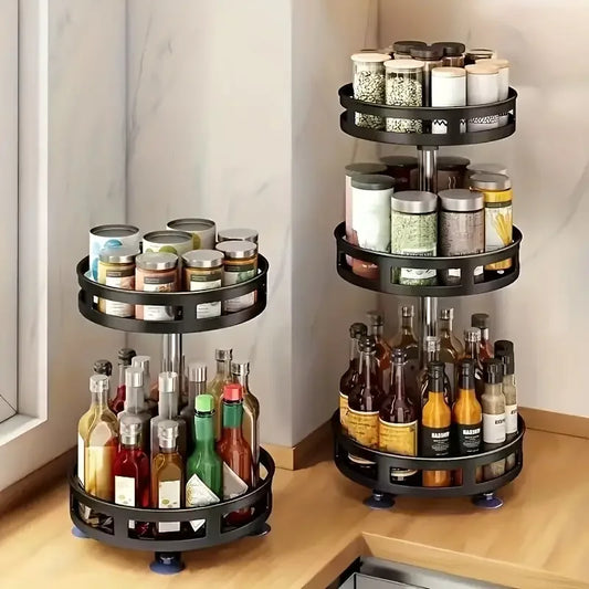 3-Tier Metal Rotating Organizer Spice Rack Seasonings