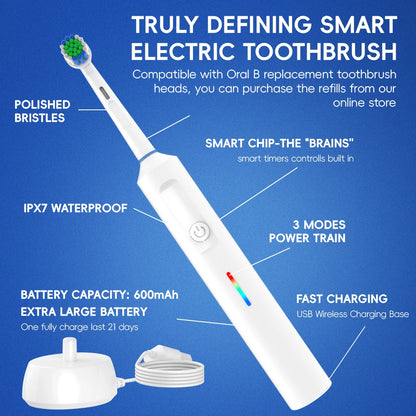 Smart Wireless Charging Rotating Electric Toothbrush
