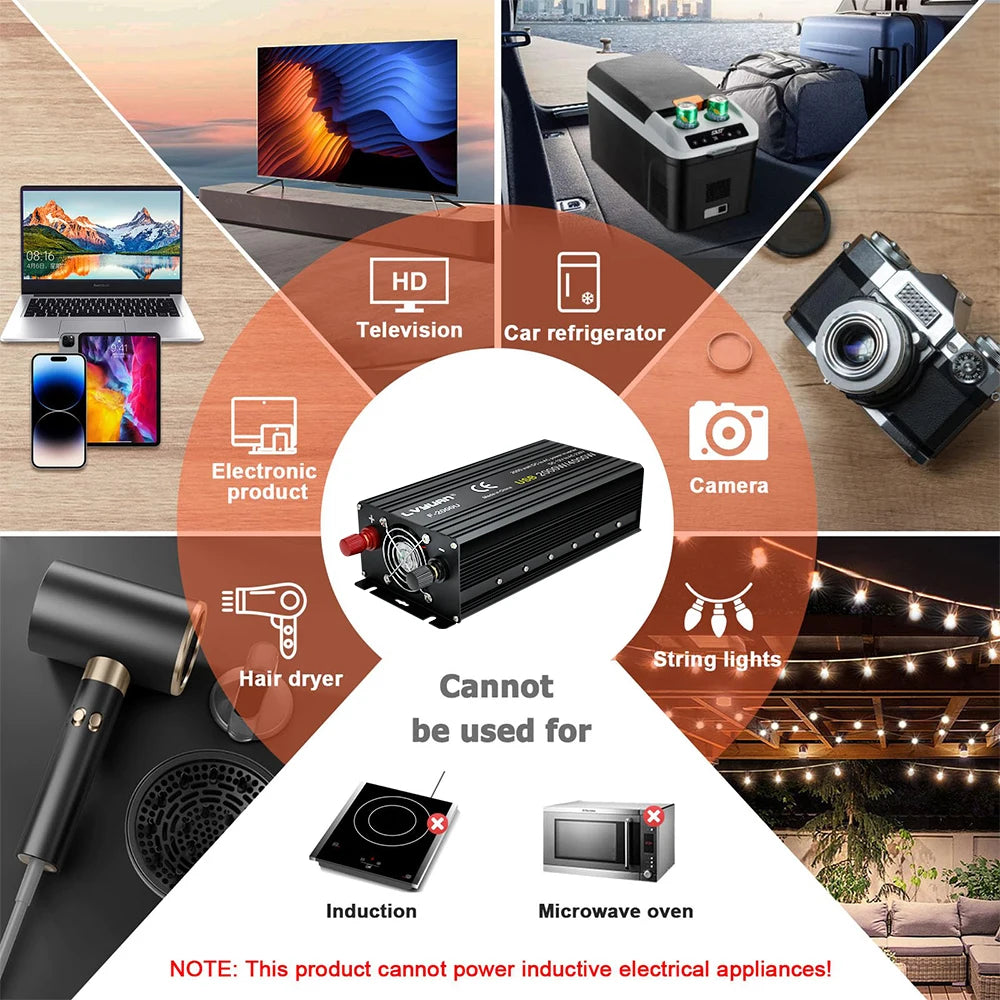 2600W/4000W Car Inverter DC12V AC220V Power Inversor LED Display